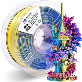 LOCYFENS PLA Filament 1.75mm, Silk Rainbow Color PLA Filament, Tri Color 3D Printer Filament Red Yellow Blue, Fit to AMS, 1kg/Spool