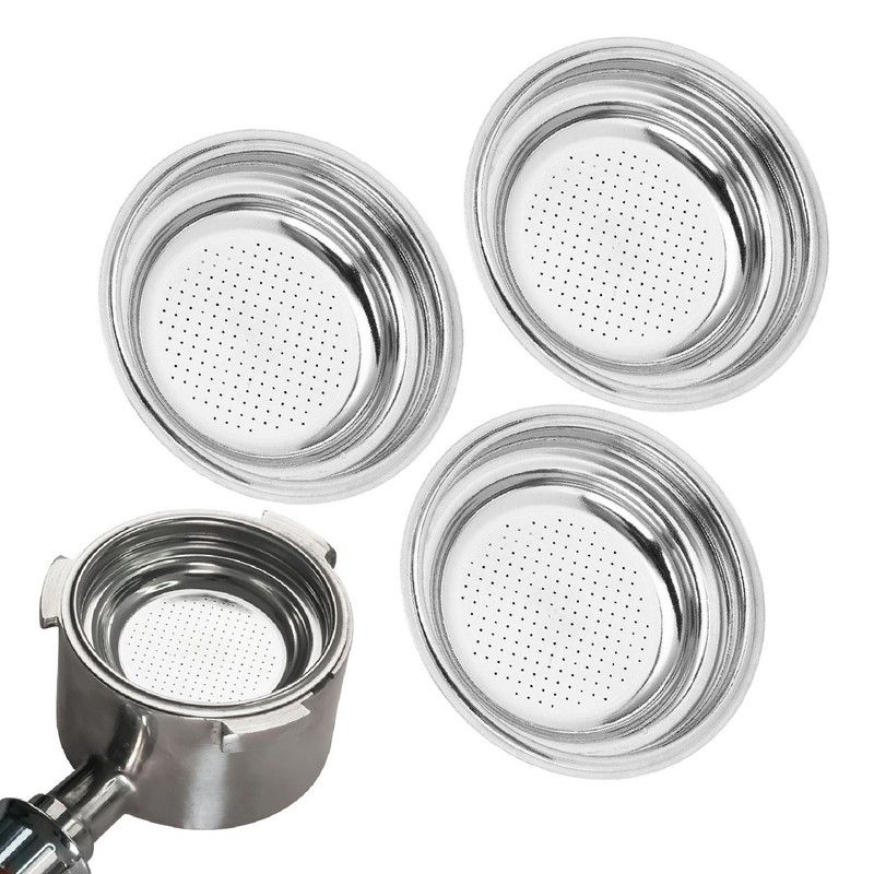 3pcs Stainless Steel Coffee Filter 51mm Pressurized Filter Basket Reusable