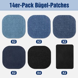 Anpro Pack of 30 Patches, Pack of 24 Denim Patches, Blue Oval Fabric, 6 Pieces Iron-On Patches for T-Shirt, Jeans, Bags, Skirt Repair, Children, Adults, 3 Colours