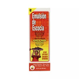 Menper Emulsion De Escocia Cod Liver Oil & Vit A, D & E - Strawberry Flavor 6.5 fl oz