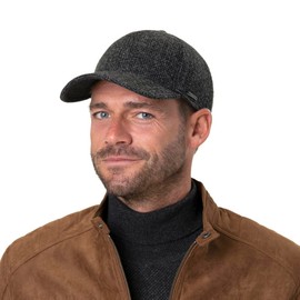 Stetson Vilson Men's Wool Cap with Ear Flaps, Made of 100% Wool, Lined with Cotton, Peaked Cap with Ear and Neck Flap, Wool Hat with Peak, Autumn / Winter Cap, charcoal