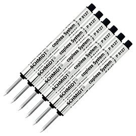 Pack of 6 - Schmidt P8127 Short Capless System Rollerball Black Ink Medium Tip