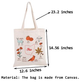 PWHAOO Symbols Of Ohio Tote Bag State of Ohio Tote Bag Ohio State Flower Tote Bag Ohio Travel Trip Gift (Ohio state TOTE)