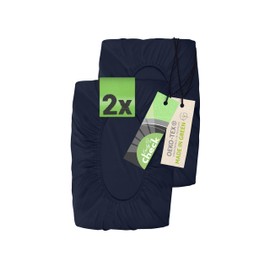 Emily´s Check Pack of 2 Fitted Covers for Neck Pillow Health Pillow 1596.2323, 30-35 x 45-50 cm, Navy