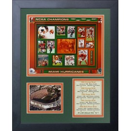 Legends Never Die Miami Hurricanes Five Time Champs Framed Photo Collage, 11 by 14-Inch, Black