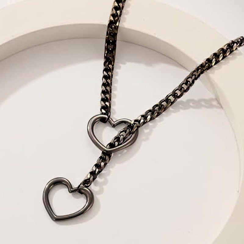 Heart Slip Chain Necklace Submissive Collar Chokers for Women Cuban