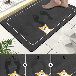 Extra Long Bath Mat 15.7" x 47.2" Super Absorbent Bath Mat, Rubber Non Slip Quick-Drying Bathroom Mats Thin Bathroom Floor Mats Fit Under Door，Washable Bathmat, Easy to Clean Bathroom Rugs