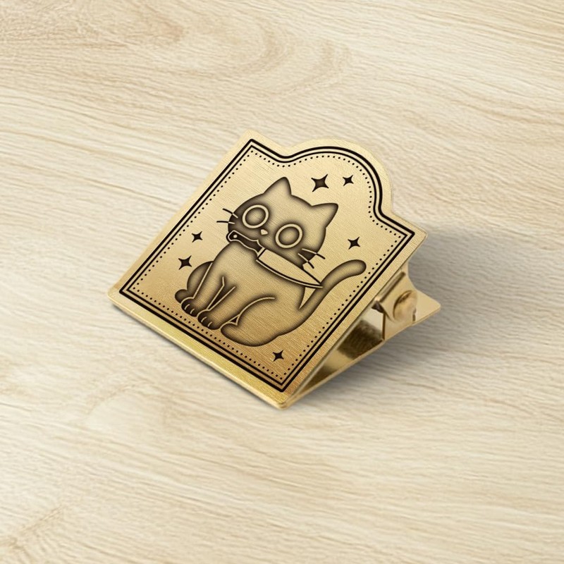ANATTASOUL Black Cat with Knife Travel Journal Clip for DIY