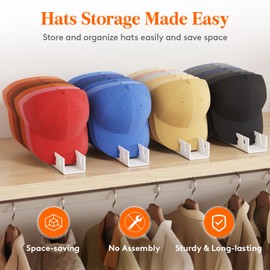 Lifewit 2 Pack Baseball Cap Holder, Acrylic Hat Organiser, Hat Racks and Stand for Baseball Caps Storage and Display for Closet, Bedroom, Dressing Room, White