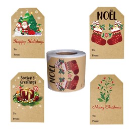 Christmas Gift Tags Christmas Gift Lables Christmas Gift Stickers Xmas Holiday Present Stickers Adhesive to from Gift Name Tags for Christmas Gifts Wrap Presents Packages 2 x 3", 250 Total Gift Labels