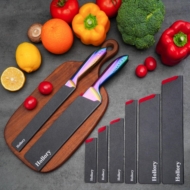 Hollory Kitchen Knife Guards Set, Universal Blade Covers, Abs Plastic