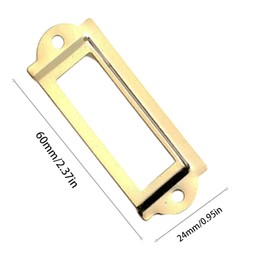 Pack of 50 Metal Label Holders, Vintage Metal Label Frame, Drawer Filing Cabinet Labels, for Offices, Libraries (60 x 24 mm/Yellow)