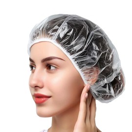 Disposable Shower Caps, Pack of 100 Shower Caps, 52 cm Shower Caps, Waterproof and Reusable Shower Caps, Hair Protection Hair Cap for Salon, Spa, Travel, Hotel, Shower