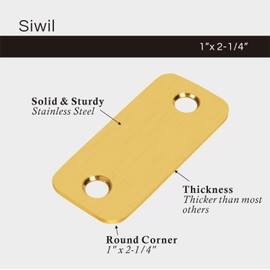 Siwil Door Edge Hole Filler Plate 1”x 2-1/4”, Gold Deadbolt Cover Plate, Round Corner, Stainless Steel – 1 Pack