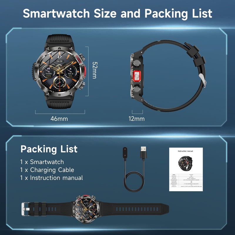 Lgnitek Smartwatch with Phone Function, 1.43 Inch Men's Women's Fitness