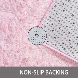 Achiiso Soft Fluffy Area Rugs, Anti-Slip Shaggy Carpets,Thick Pile Rugs Suitable for Living Room,Bedroom,Children Room,Lounge Room (Pink,90x160 cm)