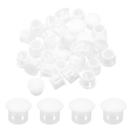 sourcing map 100PCS 7mm(1/4") White Plastic Hole Plugs, Flush Type Panel Hole Plugs Insert End Caps for Locking Hole Tubes Furniture Cabinet