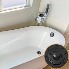 (1 Pack) Yariwiz 1-1/2" Matte Black Bathtub Tub Drain Kit Bath Waste Overflow Drain Tube Assembly with Universal Lift & Turn Bathtub Drain and Overflow Faceplate Matte Black