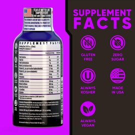 Vitamin Energy Immune+ Extra Strength Energy Shot Grape 12 Pack, 260mg Natural Caffeine, B-Vitamins, Citicoline, Green Tea, Immunity & Focus Support, Zero Sugar, Gluten-Free 1.93 fl oz