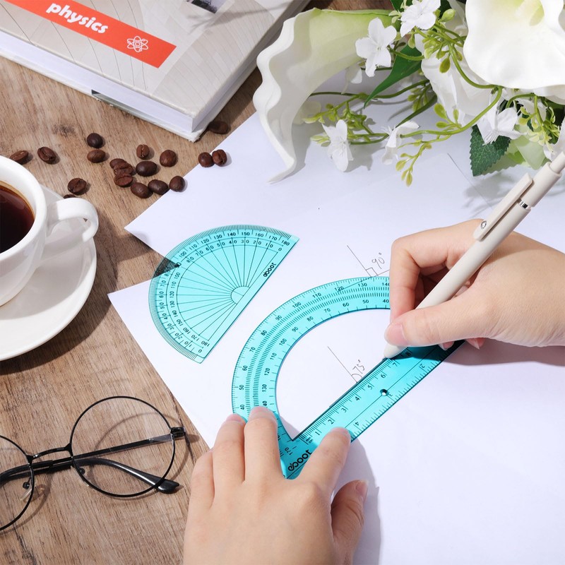 EBOOT 2 Pcs Plastic Protractor Clear 180 Degrees Transparent Protractor