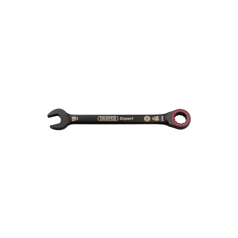 Draper 03891 Expert HI-TORQ Metric Ratchet Combination Spanner, 18mm, Black