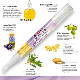 Bliss Kiss | 4 Lavender Vanilla | Oil Cuticle Pen w/Vitamin E & Jojoba⏤Nail Strengthener Nail Growth Treatment for Brittle Peeling Breaking Thin Nails