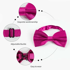 Alizeal Mens Adjustable Pre-tied Solid Bow Tie, Magenta