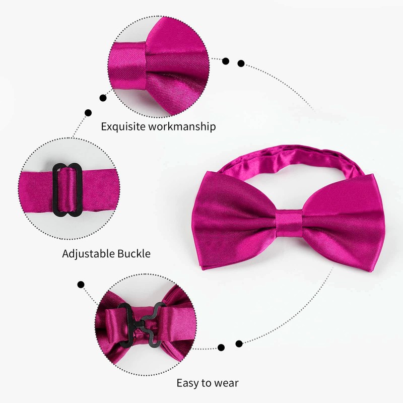 Alizeal Mens Adjustable Pre-tied Solid Bow Tie, Magenta