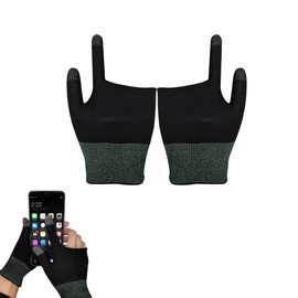 Mobile Game Finger Sleeve, Touchscreen Gloves, Conductive Fibre Fingertips, Breathable, Sweat-Proof, Non-Slip, Ultra Thin, Suitable for Android iOS Mobile Games (1 Pair)