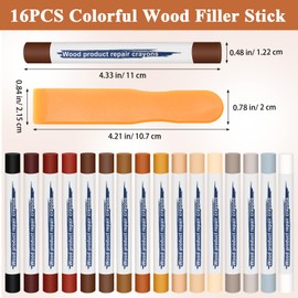 Anglekai 16PCS Furniture Repair Kit, Colorful Wood Filler Stick Floor Scratch Kits, Wooden Repair Wax Sticks for Repairing Scratches