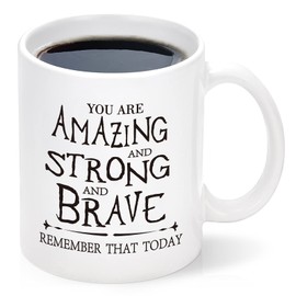 Cabtnca Thank You Gifts, Inspirational Gifts for Women, Men, Coworker, Nurse, Teacher, Best Friends, Encouragement Birthday Gifts for Women, You Are Amazing And Strong And Brave Mug 11Oz