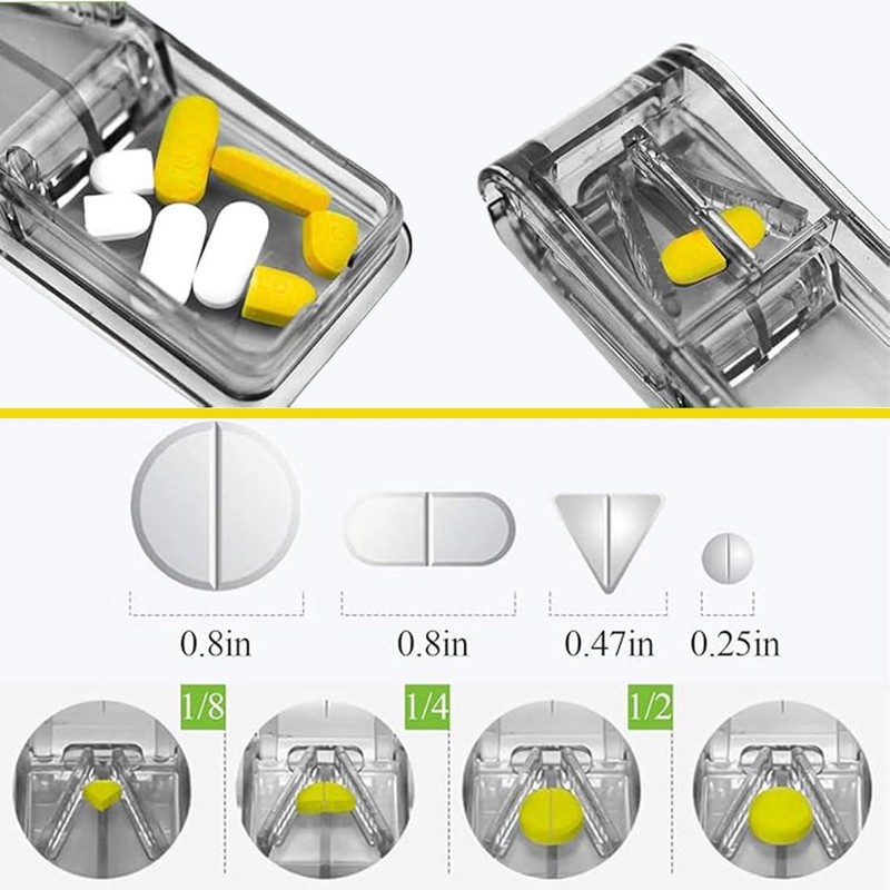 2 Pack Pill Splitter, Adjustable Pill Cutter, Stainless Steel Cutting