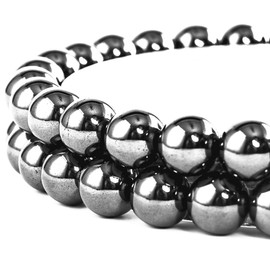 4mm Natural Hematite Round Bead - 90PCS Bulk Gemstone Beads for Jewelry Making, DIY Bracelets, Necklaces - Includes Crystal Stretch Cord - Stone Beads for Crafting Gifts