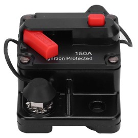 Circuit Breaker Fuse Holder for Automatic Reset Waterproof Copper Automatic Switch Red DC12-42V with Waterproof Plastic Protective Cover (150A)