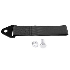 Racing Car Tow Strap Nylon Traction Rope Universal Fit for Front Rear Bumper Towing Hook (Black)