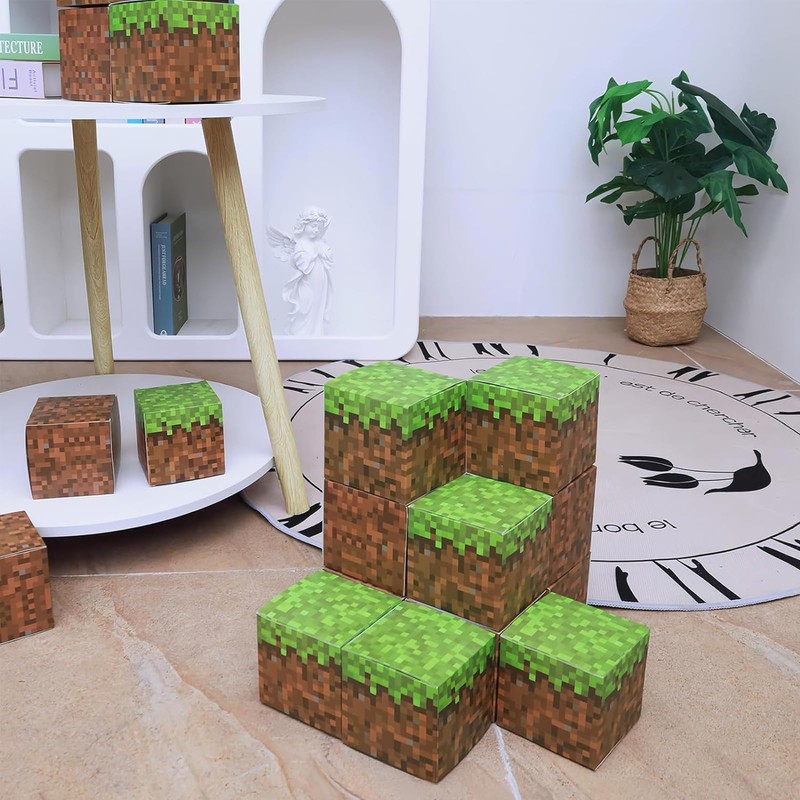 24 Pcs Pixel Paper Boxes, Video Game Party Decorations Supplies,