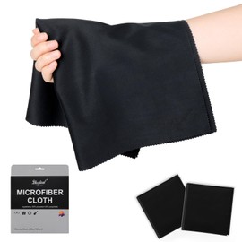 2 Park 16''x16'' Extra Large Oversized Microfiber Cleaning Cloth 40×40cm for Eyeglasses, Jewelry, Electronics Screens, Washable, Camera Lens (Black 2 Piece)