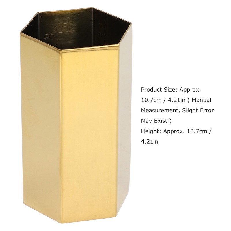 Pen Holder Hex Stainless Steel Gold Electroplating Durable Glossy Corrosion