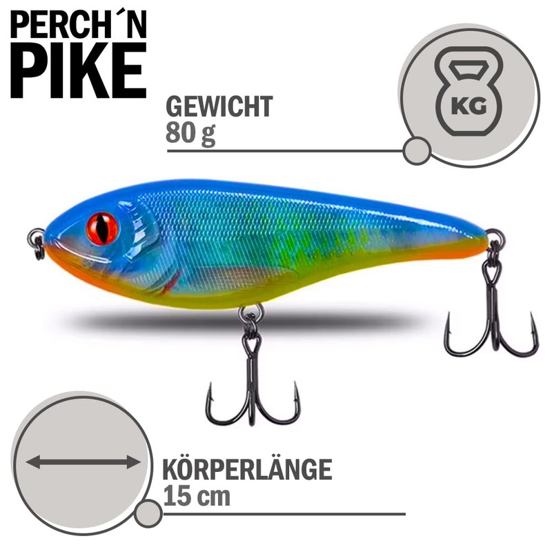 Jerkbait Pike I 15 cm, 80 g Slow Sinking for