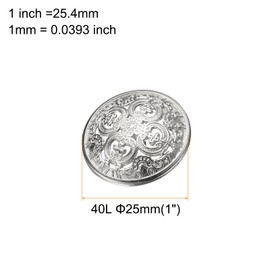 HARFINGTON 10 botones redondos de metal de 40 l para coser huecos, 25 mm de aleación de zinc de 1 pulgada, botón de repuesto para hombres y mujeres, chamarra uniforme, color plateado