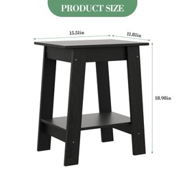 End Table with Double Storage Shelves, Small Space Side Table for Farmhouse Bedroom, Studio Apartment, Entryway， Brown