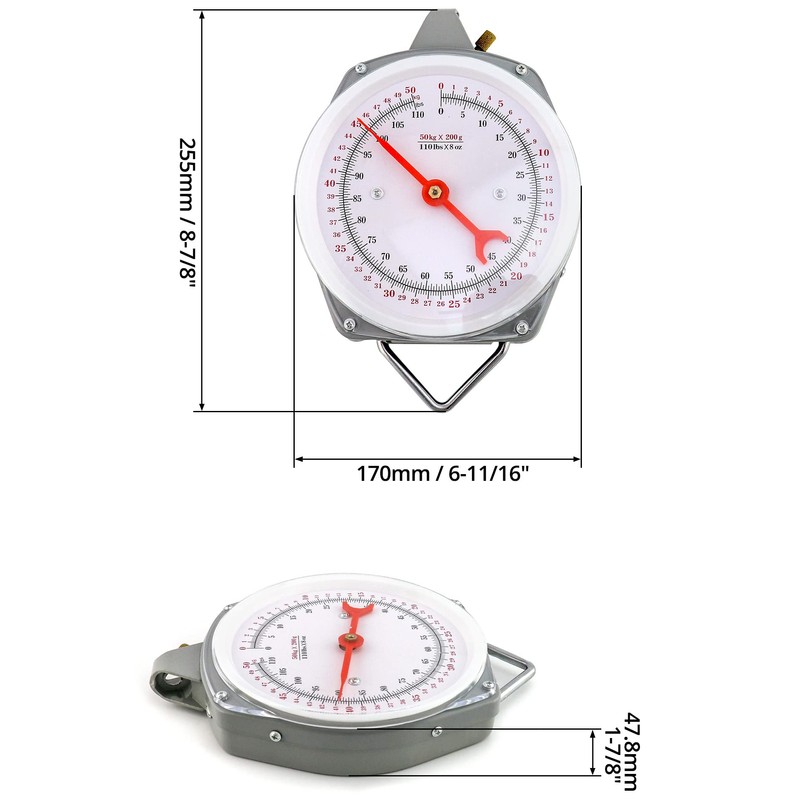 QWORK Precision Hanging Scale, 110lbs / 50kg Capacity, Dual Unit,