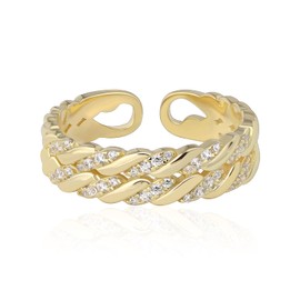 925 Sterling Silber Daumenring für Frauen zierlicher stapelbarer Goldring handgefertigt Twist Stapelring Freundschaftsring (Gold)