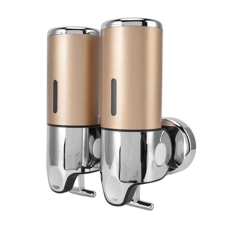 Wall Mount Soap Shower Dispenser Dual Pump 2 Separate Compartments