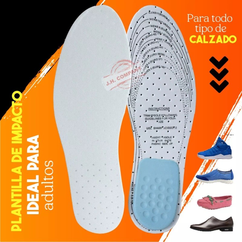 J.H. Company Plantillas Acolchonado Anti Impacto Ajustable Zapatos 9910