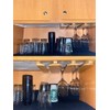 RIIPOO Wine Glass Rack Hangers Under Cabinet, Bamboo Wine Glasses