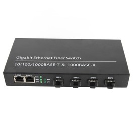 SFP Ethernet Fiber Switch Up To 120km 4 Optical Port 2 Electrical Port 10 100 1000M Ethernet Fiber Transceiver 100‑240V UK Plug