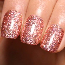 Esmalte de uñas en gel de color oro rosa brillante, 1 pieza de 16 ml, esmalte de uñas en gel UVLED de color oro rosa brillante para manicura          