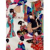 Fabric by Meter Colorful Geisha Pattern Japanese Style Sewing Material