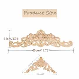 MUXSAM Wood Appliques Onlays Set, 5-Pack Unpainted Decorative Carved Decals for Bed Door Cabinet Wardrobe Mantel Ceiling Wall Headboard Furniture Upgrade Decor Craft DIY Projects,12x12cm+40x11cm